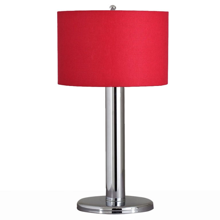 Single Nickel-Plated Tubular Table Lamp, 1960s For Sale