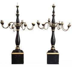 A Pair of Late 19th Century Spanish Wooden Candlesticks