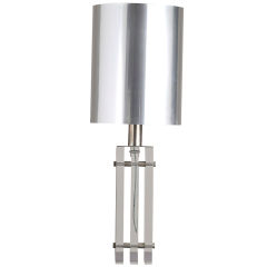 A Single Italian Lucite Table Lamp with Aluminium Shade