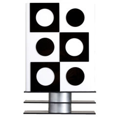 A 1980s Black and White Polka Dotted Table Lamp