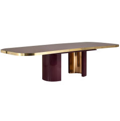 A Large 1970s Plum Lacquered Extendable Dining Table