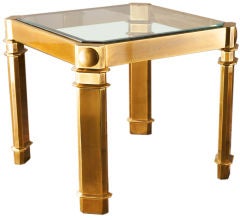 A Square Brass and Beveled Glass Side Table
