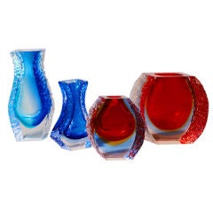 An Unusual Collection of Murano Sommerso Glass Vases