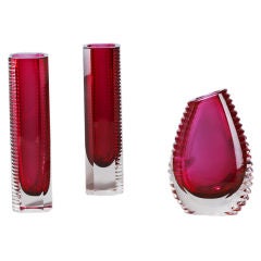 An Unusual Collection of Ribbed Sommerso Glass Vases