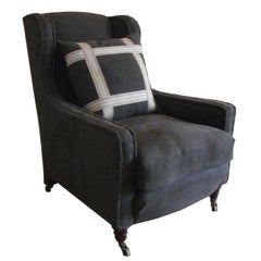 Antique Deep English Wingback Armchair