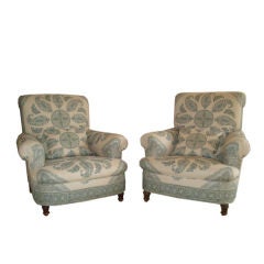 Pair of Vintage English Upholstered Armchairs