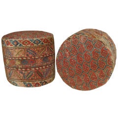 Ottoman Covered in Vintage Paisley Rug