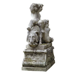 Italian Limestone Carved Sheep with Putti's