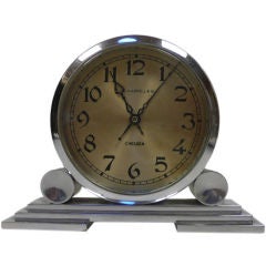 Vintage Art Deco Sliver Plate Mantle Clock by J.E. Caldwell & Co.