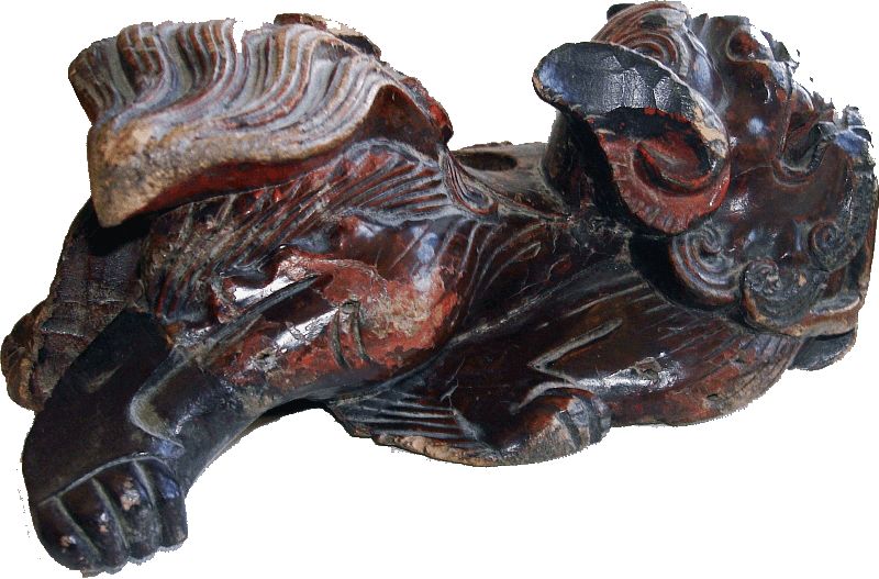 Antique Ching Dynasty, Chinese dragon pup bed riser