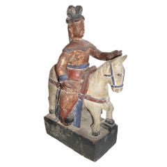 Rare Chinese Pearwood sculpture of Warrior on Horse