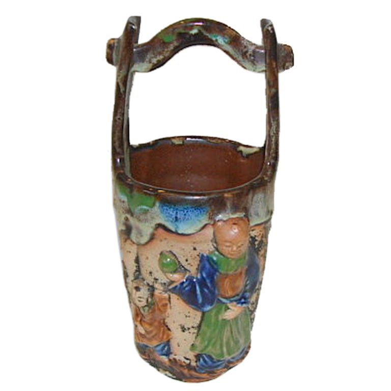 Sumida Gawa Pottery Piece (Wishing Well shaped bucket vase) For Sale