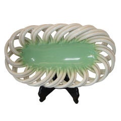 Pale color green St. Radegonde dish with Stand