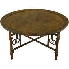 Michael Taylor Round Burl Walnut Coffee Table For Baker