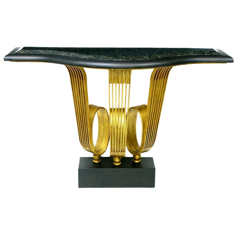 Edward Leisner Ruhlmann-Inspired  Gilt 
Granite Console Table
