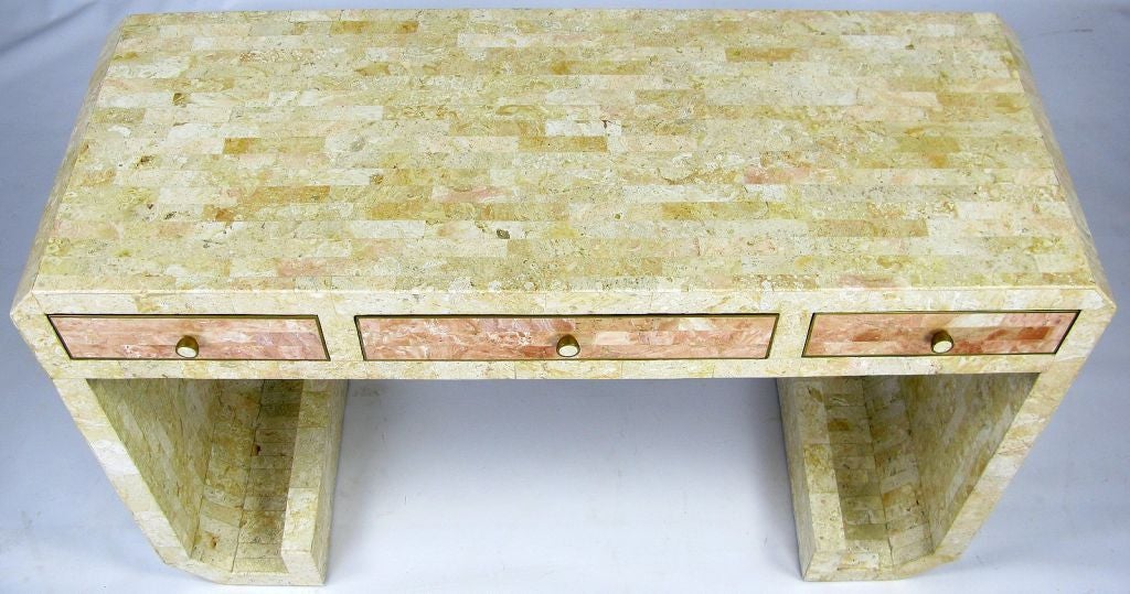 American Robert Marcius Tessellated Fossil Stone Writing Table