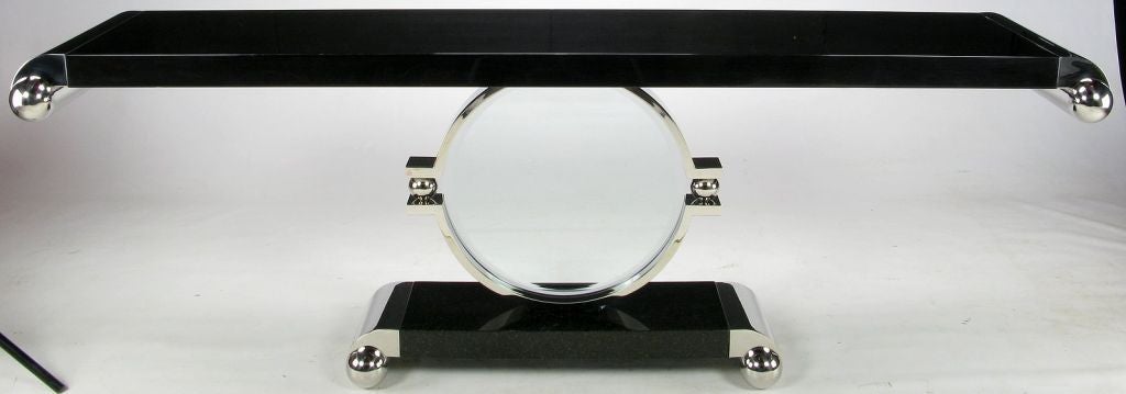 J. Wade Beam "Bearing" Granite & Chrome Console Table