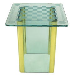Elegant Etched Glass Game Table In The Style Of Milo Baughman