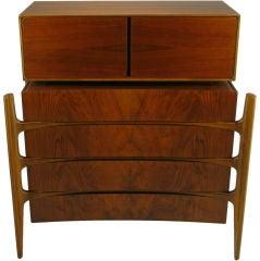 Swedish Modern Two Piece Four Drawer Tall Chest