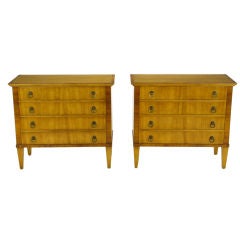 Vintage Pair Regency Commodes In Bleached Walnut & Mahogany