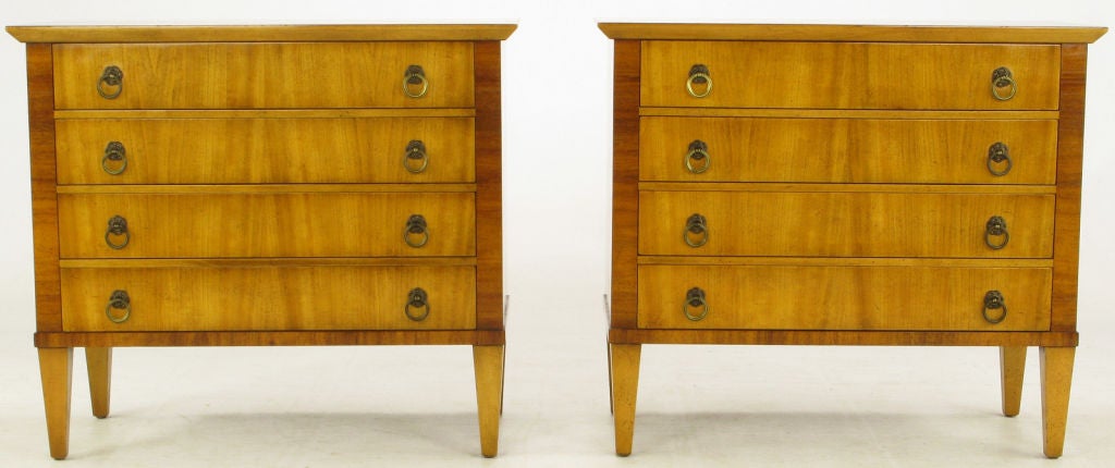 Pair Regency Commodes In Bleached Walnut & Mahogany