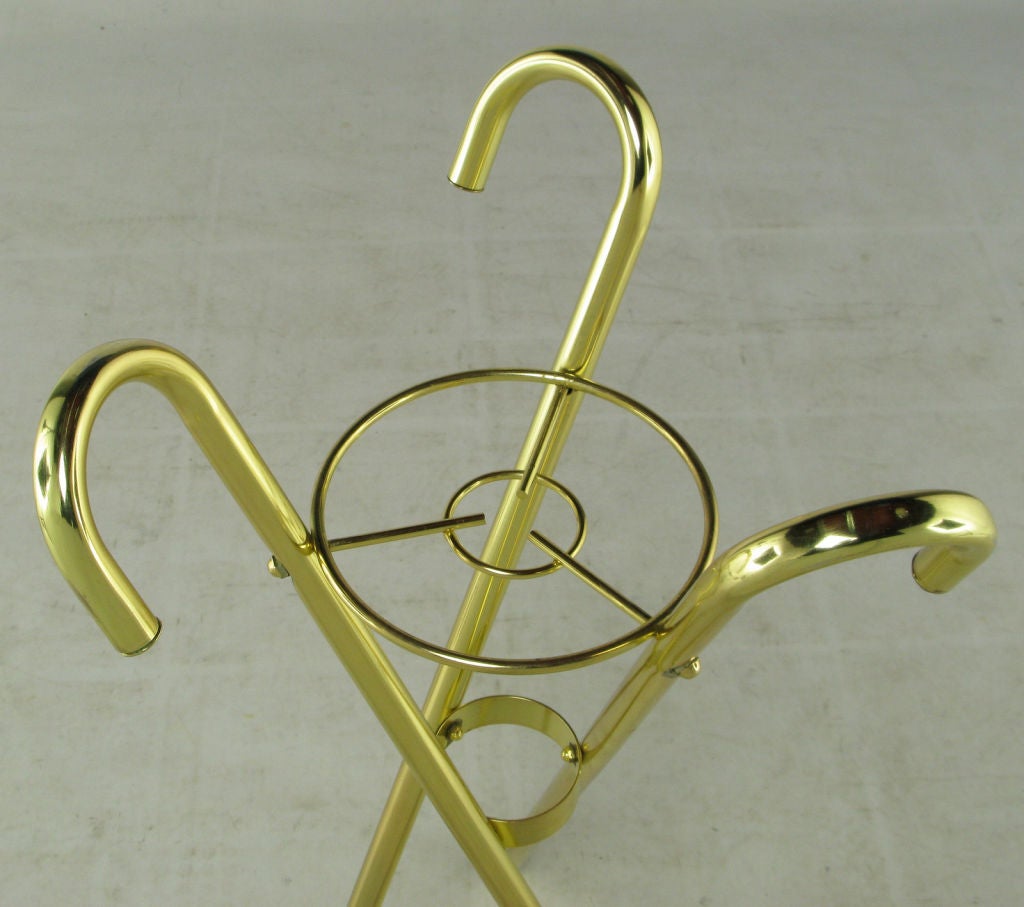 Brass Top Hat Champagne Cooler On Brass Cane Tripod Stand 1