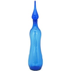 Striking Blenko Extra Tall Royal Blue Floor Decanter