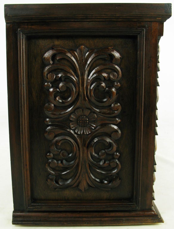 1960s Mexican Hand Carved Wood Cabinet 1