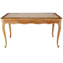 Antique 1920s Cassard et Cie Limed Wood & Ammonite Marble Writing Table
