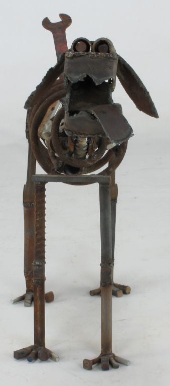 American Life Sized Folk Art Welded Steel & Iron Dog Sculpture