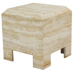 Custom Designed Heavy Travertine Stone End Table