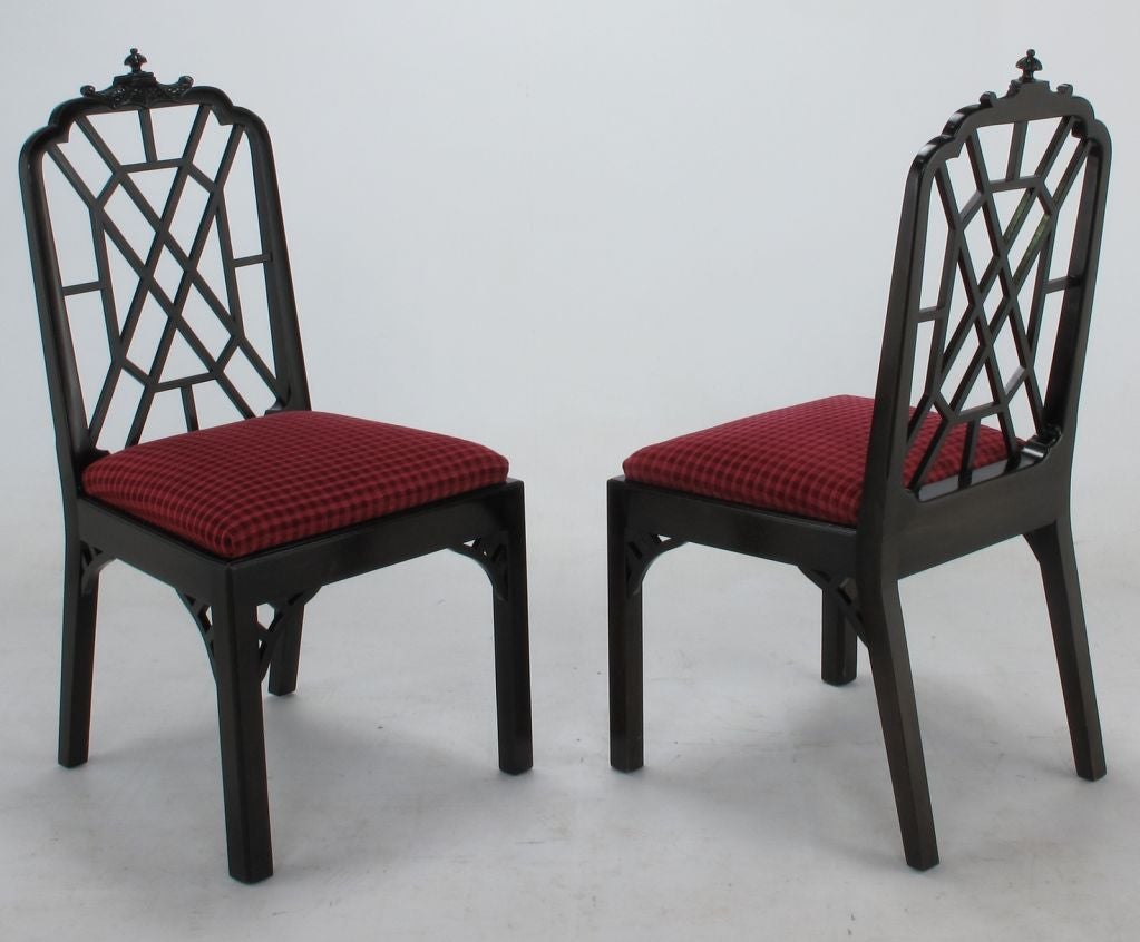 American Set Of Eight Chinese Chippendale Mahogany Dining Chairs