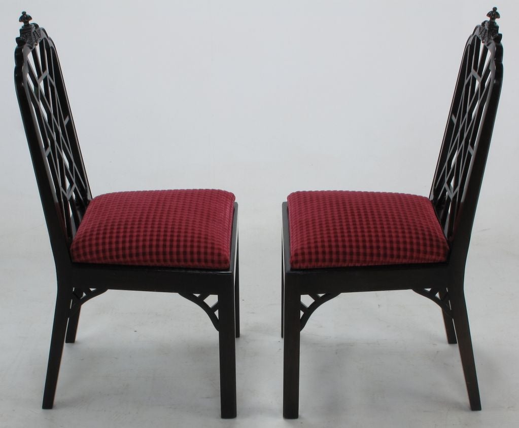 Mid-20th Century Set Of Eight Chinese Chippendale Mahogany Dining Chairs