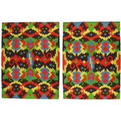 Pair 1972  Edward Fields Colorful Geometric 6' x 8' Rugs