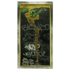 Large G.H. Rothe Oil & Gold Leaf Graffiti Painting