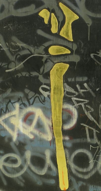 Large G.H. Rothe Oil & Gold Leaf Graffiti Painting