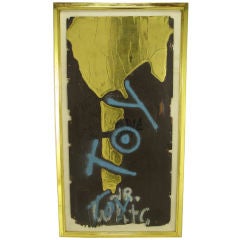 Large Oil Gold Leaf Graffiti Painting By G.H. Rothe (1935-2007)