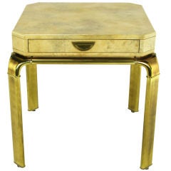 John Widdicomb Goatskin Side Table On Canted Brass Legs