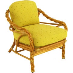 McGuire Twisted Rattan & Rawhide Lounge Chair