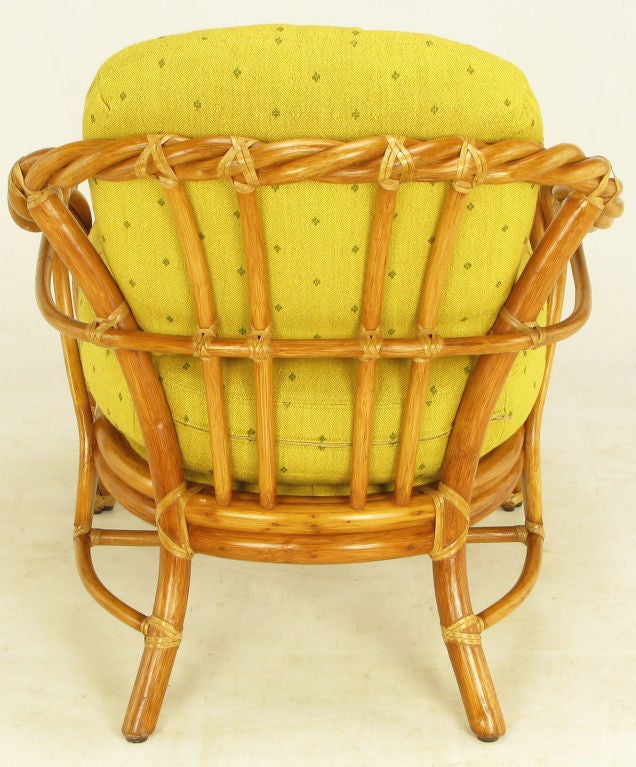 American McGuire Twisted Rattan & Rawhide Lounge Chair