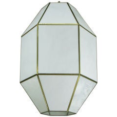 Sizable Hexagonal White Opalescent Glass Chandelier