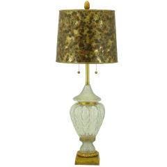 Vintage Marbro Crystal Vase Bodied Brass Trimmed Table Lamp