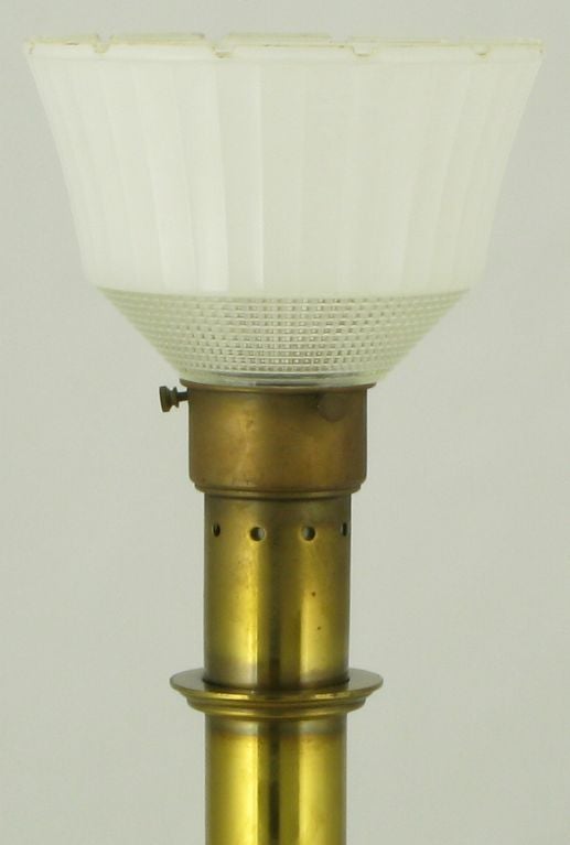 Mid-20th Century Edwin Cole For Stiffel Brass & Open Walnut Cubes Table Lamp