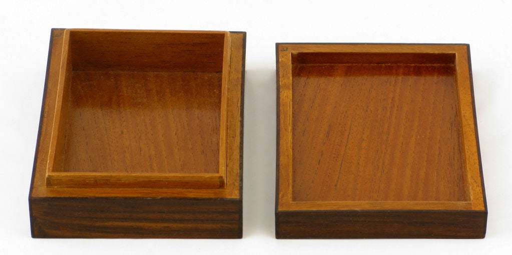 Don S. Shoemaker Rosewood Chevron Parquetry Tray With Pair Boxes 4