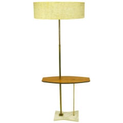 Retro Stiffel Carrera Marble, Walnut And Brass Floor Lamp