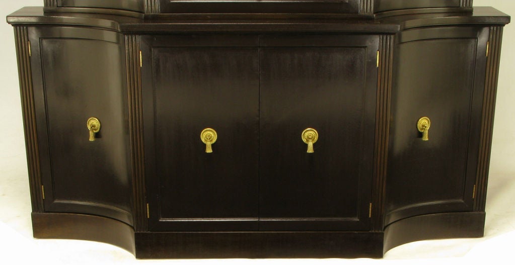 Mid-20th Century Grosfeld House Dark Walnut & Brass Tall Cabinet