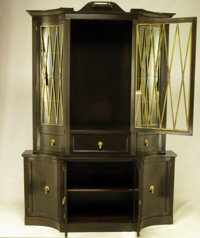 Grosfeld House Dark Walnut & Brass Tall Cabinet 2