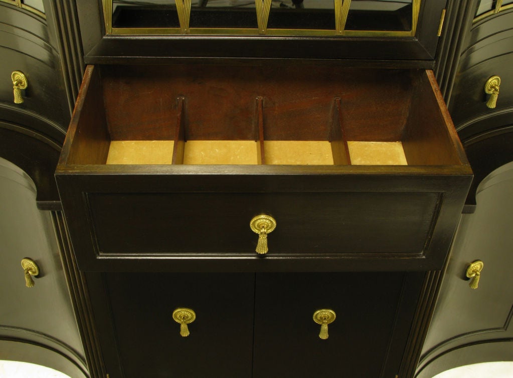 Grosfeld House Dark Walnut & Brass Tall Cabinet 3