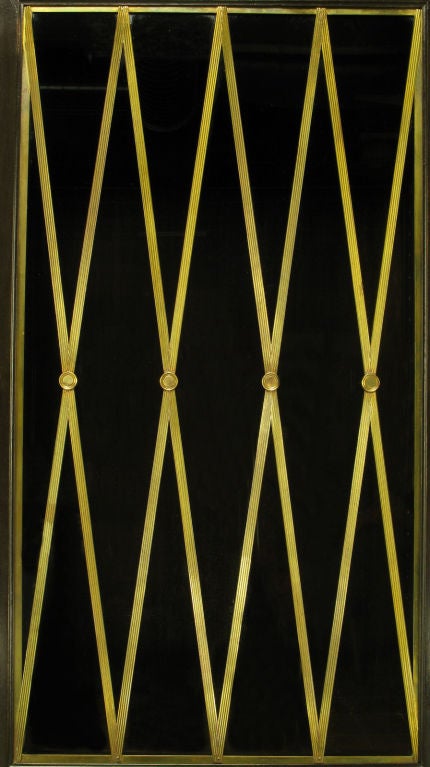 Grosfeld House Dark Walnut & Brass Tall Cabinet 4
