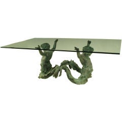 Bronze Putti Di Mare & Glass Dining Table